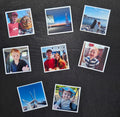 Collection of custom flat photo magnets of family and scenery